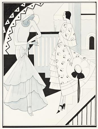 THELMA TERRELL (1910-1993) Two Art Deco fashion illustrations.